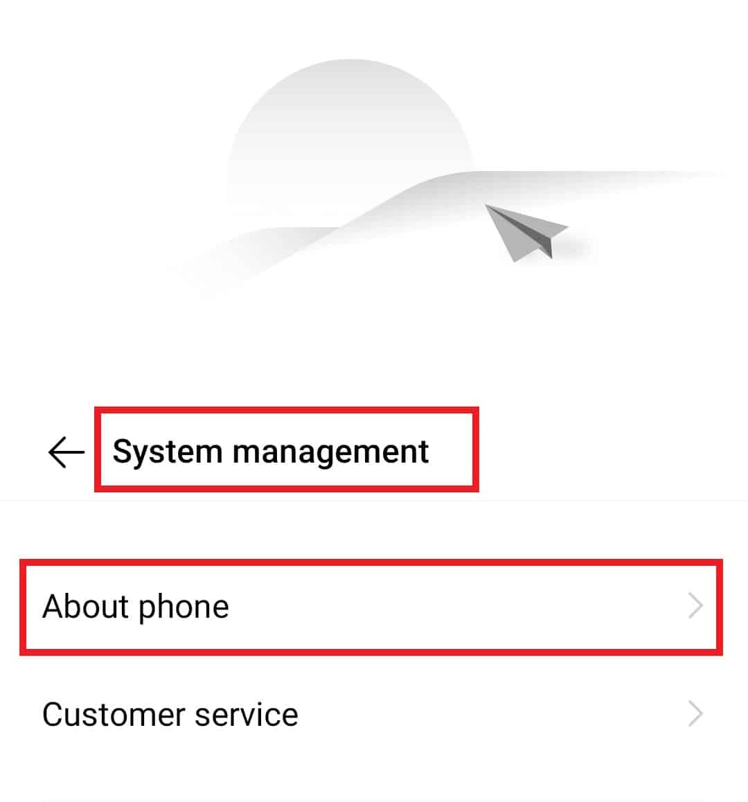 Open System management and tap on About phone