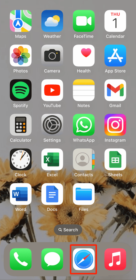 åpne Safari-appen på iPhone