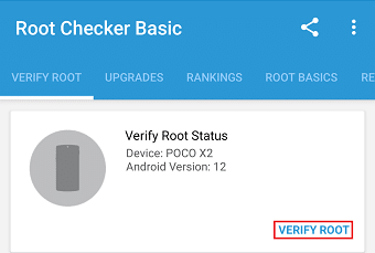 Open the app and tap on Verify Root