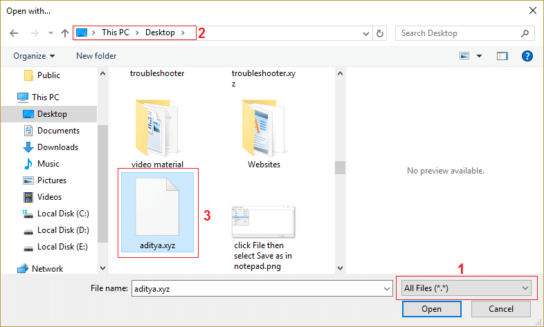open the file you created in the first step
