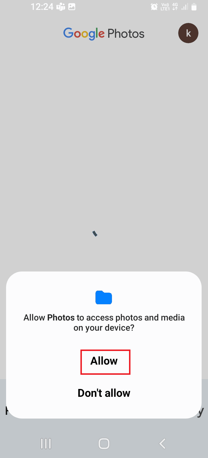 Open the Google Photos app and tap on the Allow option