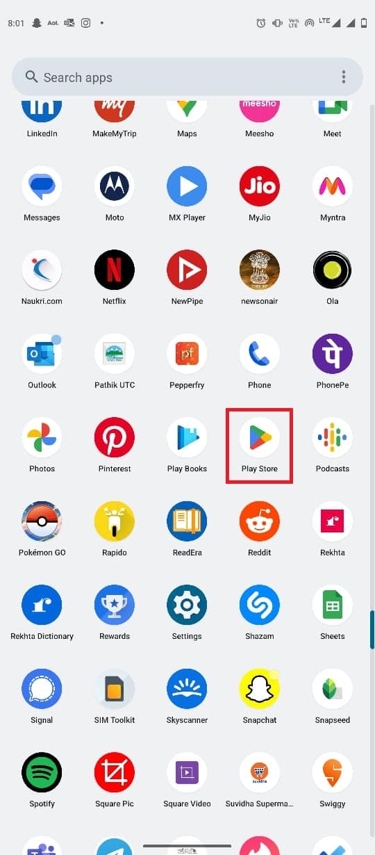 Öffnen de Google Play Store aus dem Telefonmenü