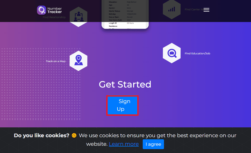 Open the Number Tracker Pro website and click on the Sign Up button. How to Find Someone on WhatsApp Without Number