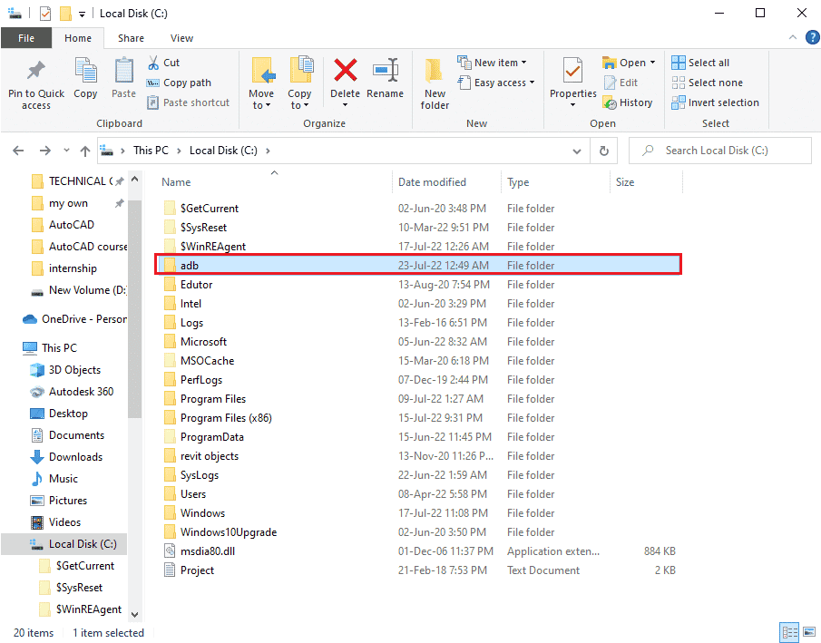 Open File Explorer and navigate to the adb folder