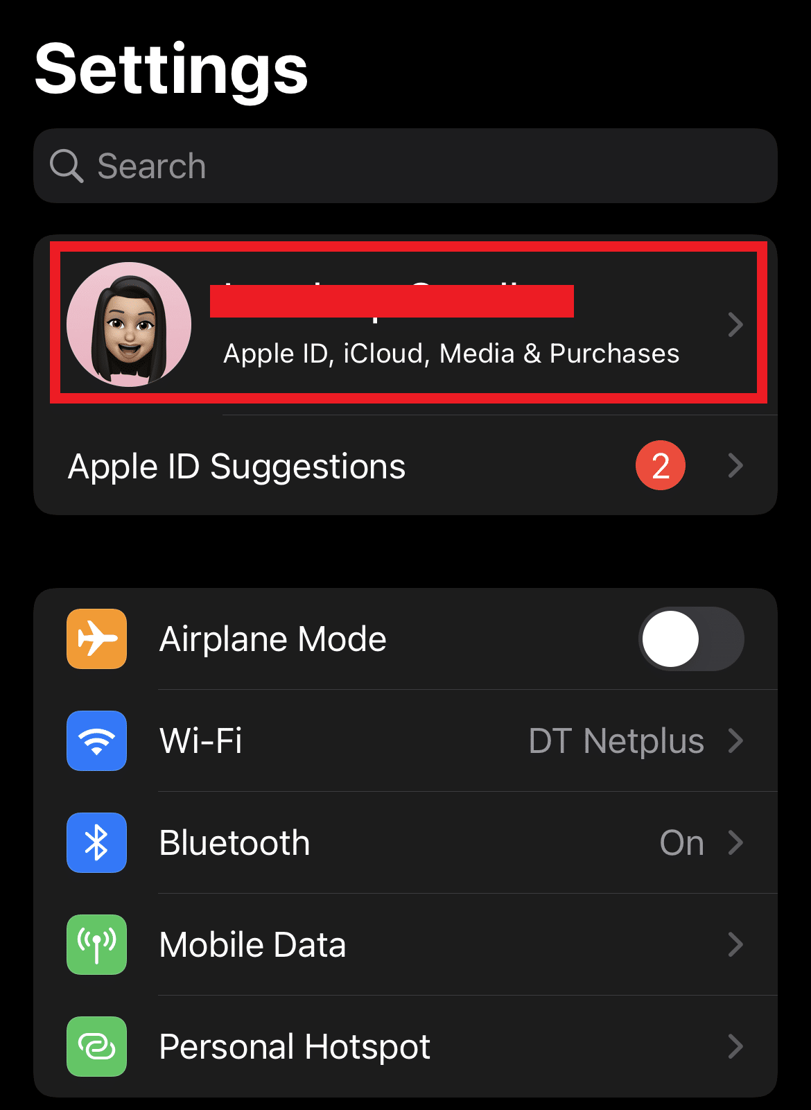 Tap on your Apple account from the top