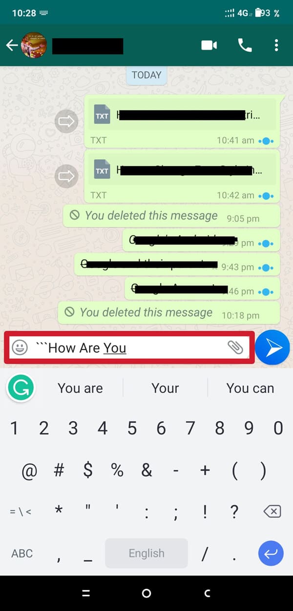 Type your full message 