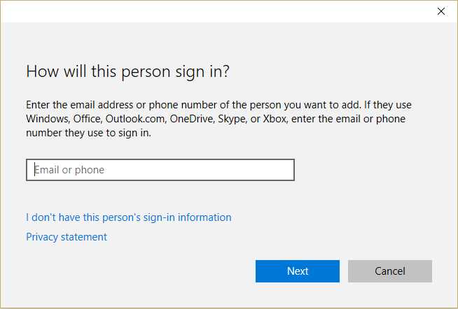 provide a name for the user and a password | Fix Windows 10 Start Menu Issues