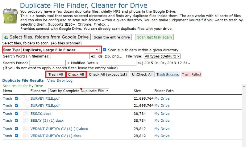 Removing files from Duplicate File Finder. Fix Google Drive Duplicate Files Problem
