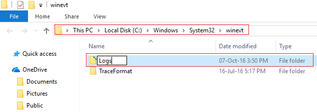 rename the folder Logs under Windows then System 32 then Winevt