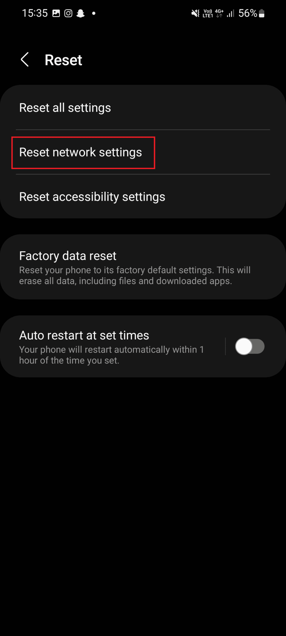 Reset network settings. Fix WiFi Calling Not Working on Android