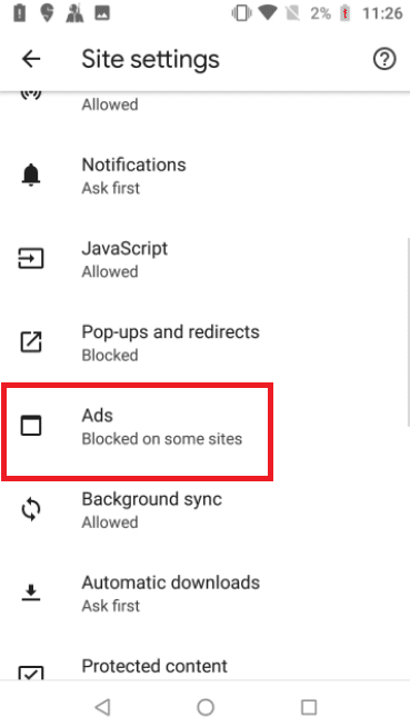 Return to the Site settings page and tap on Ads. Fix Virus Pop Up on Android
