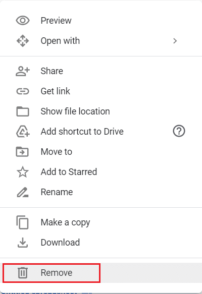 right click on duplicate file and select Remove option in the Google Drive