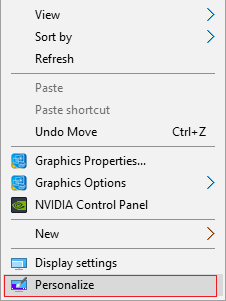 right click on the desktop and select personalize