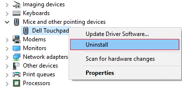 right click on your Mouse device and select uninstall
