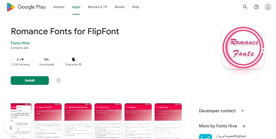 Rmance Fonts for FlipFont