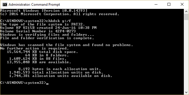 run chkdsk in order to convert the drive from FAT32 to NTFS