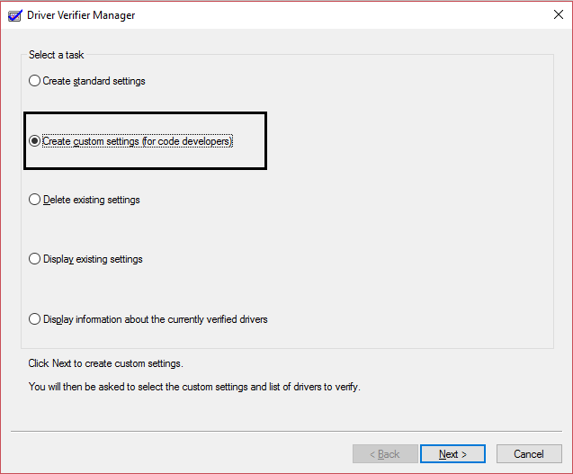 run driver verifier manager | Fix WHEA_UNCORRECTABLE_ERROR on Windows 10