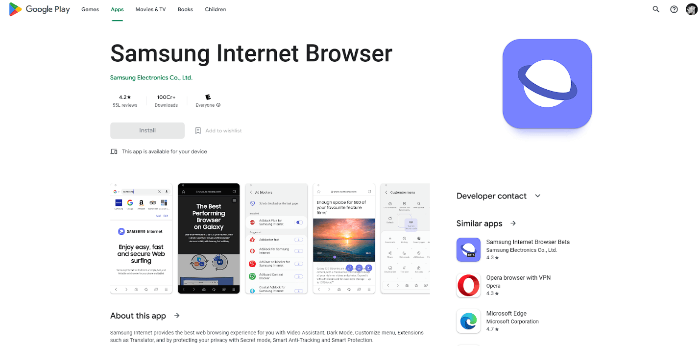 Samsung Internet Browser Play Store