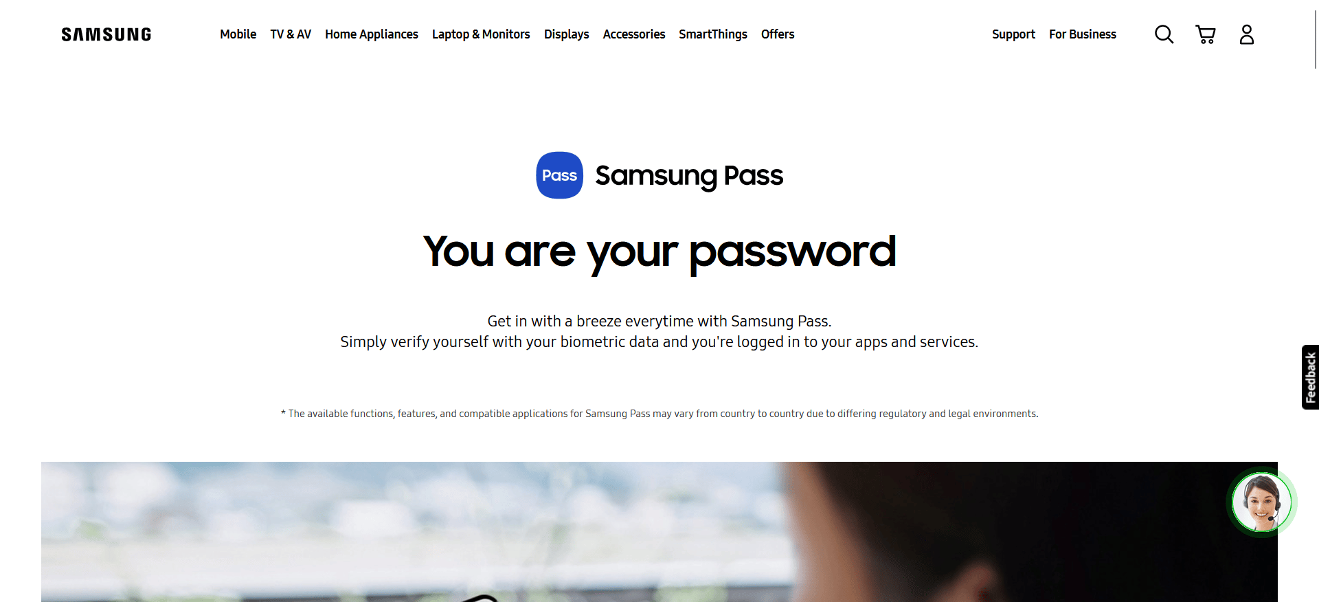 Вэб-сайт Samsung Pass