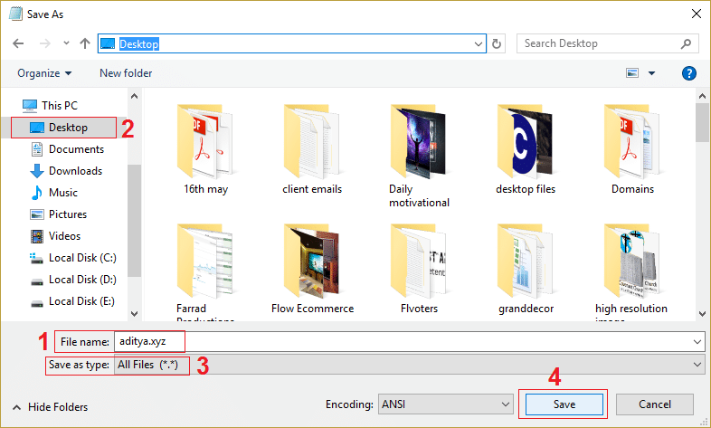 save the notepad file with extension .xyz and select all files in save as type
