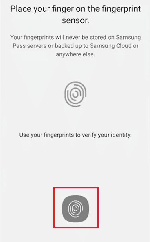 Сканируйте свой отпечаток пальца для проверки.