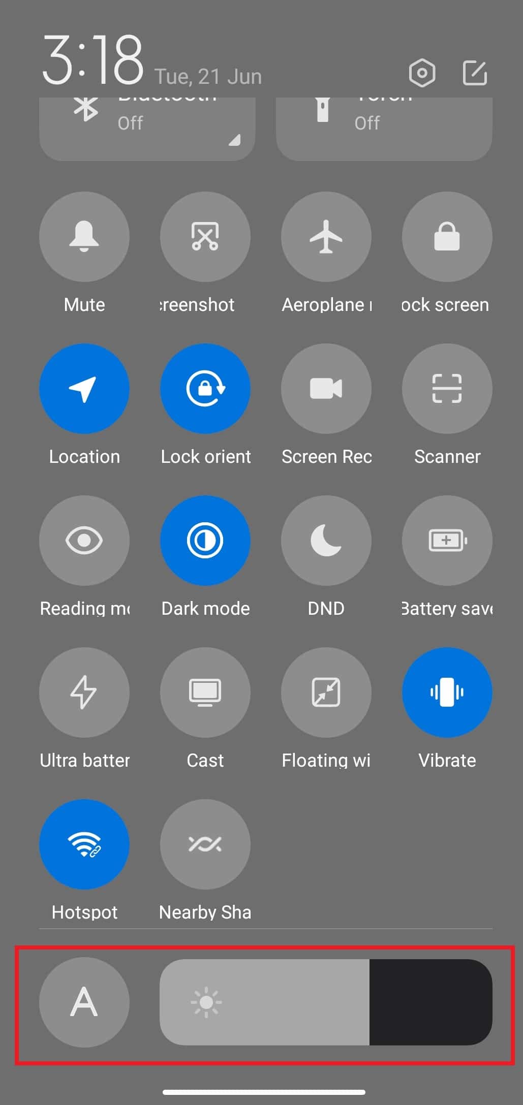 screen brightness android