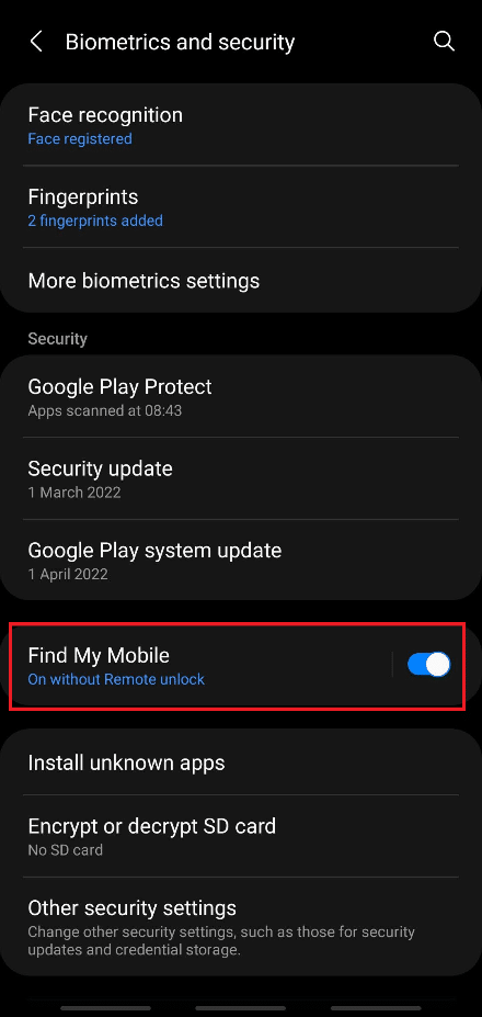 scroll down and tap on the Find My Mobile toggle option. How to Unlock Android Phone Without Password