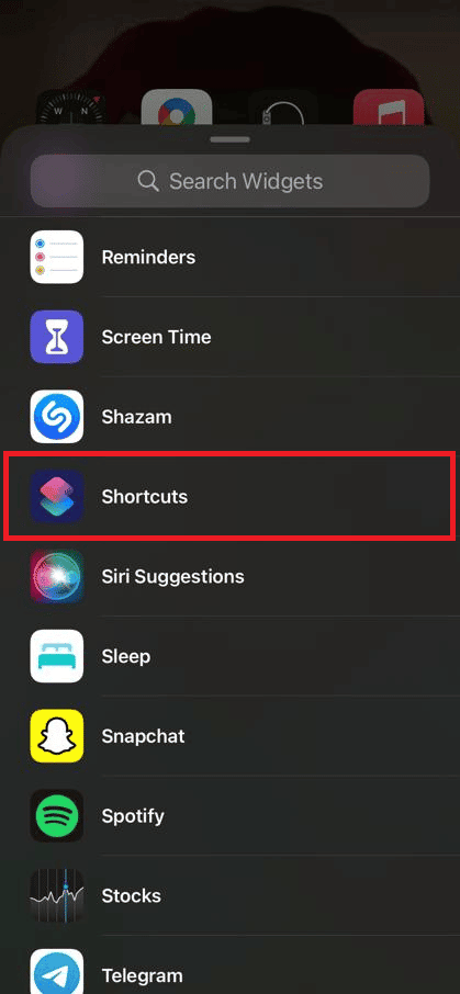 search and tap on the Shortcuts from the widgets search bar
