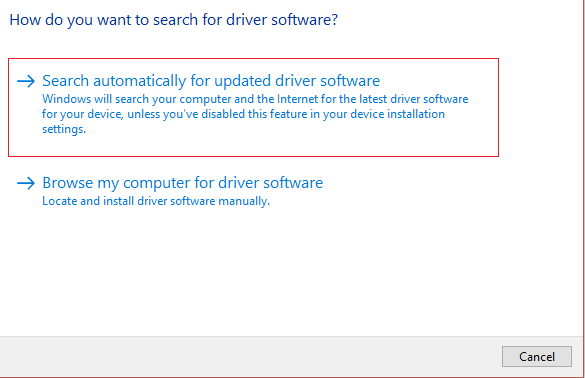 search automatically for updated driver software | Fix Computer Crashes While Playing Games