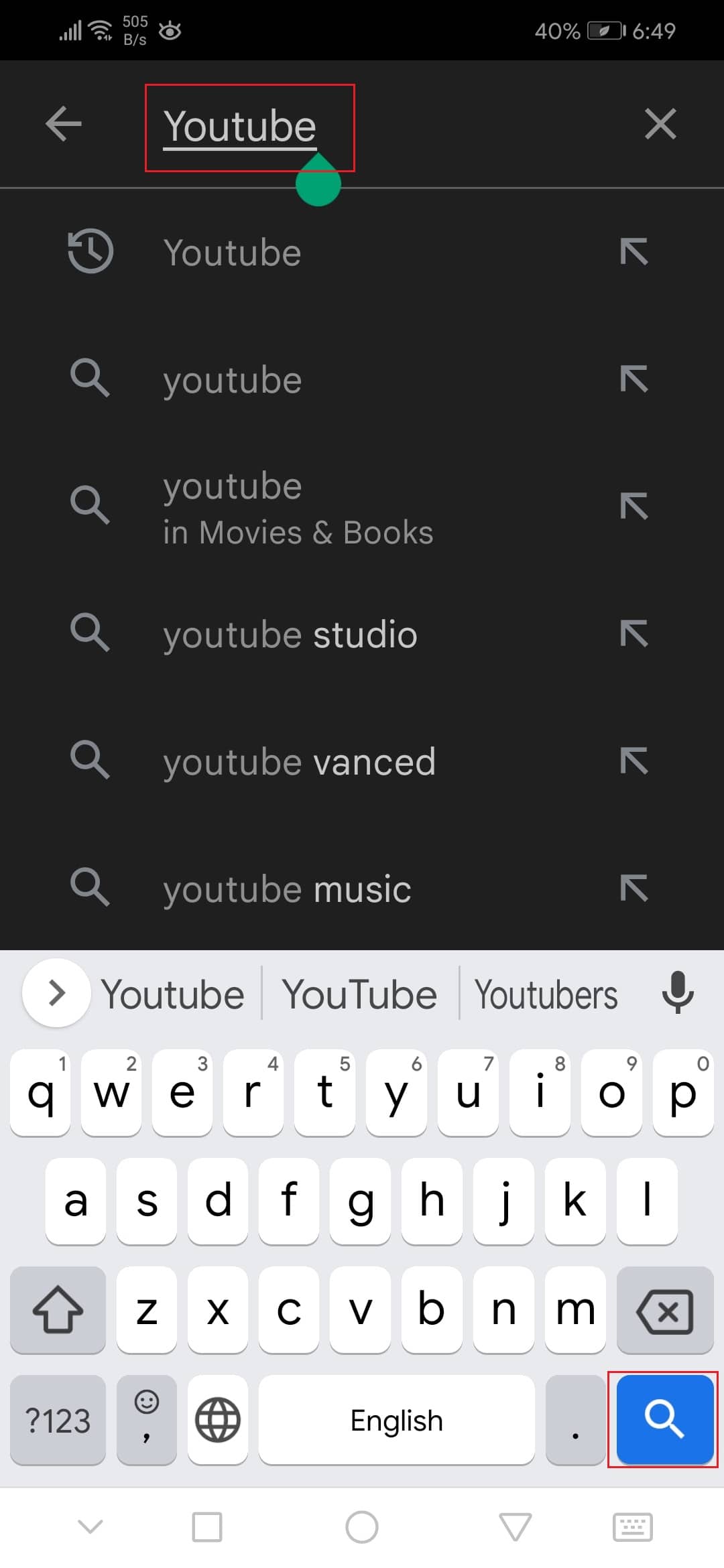 search for youtube in google playstore