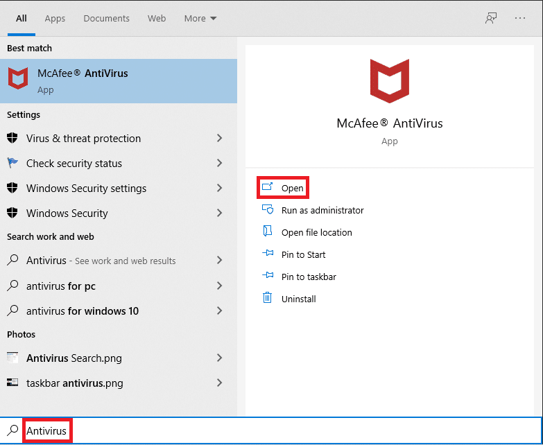 Search results for antivirus in Start menu | How to Update Discord on Windows