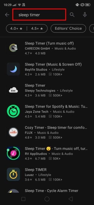 search ‘Sleep Timer’ in the Play Store | Automatically Turn Off Music On Android