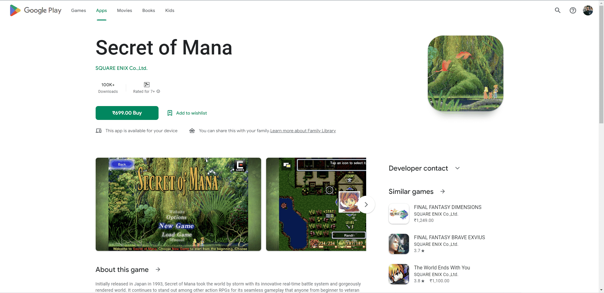 Secret of Mana Play store website. Best Games Like Legend of Zelda for Android
