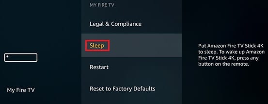 select Sleep option