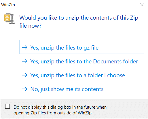 Select a location where the extracted files have to be placed. How to Open GZ File in Windows 10