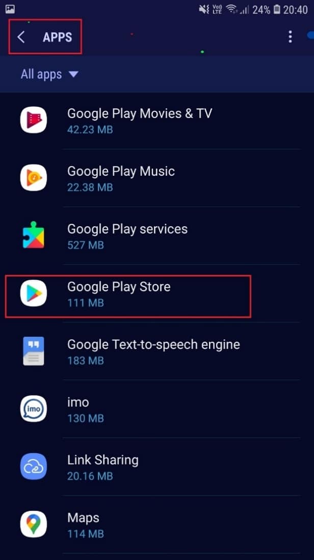 . Выберите «Все приложения», найдите и откройте Google Play Store.
