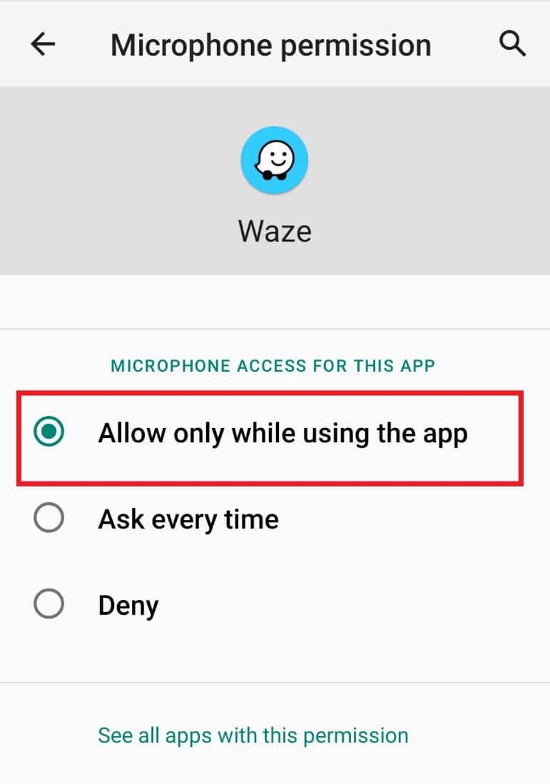 Select Allow only while using the app 