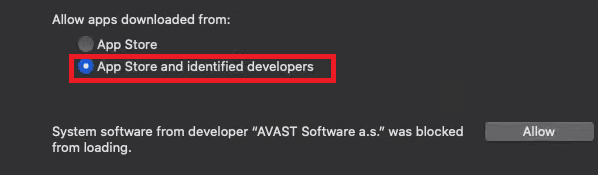select app store and identified developers in Mac