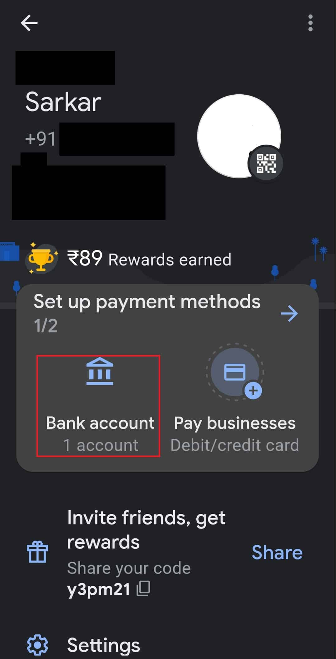 select bank account option. How to Perform Google Pay App Download for iPhone