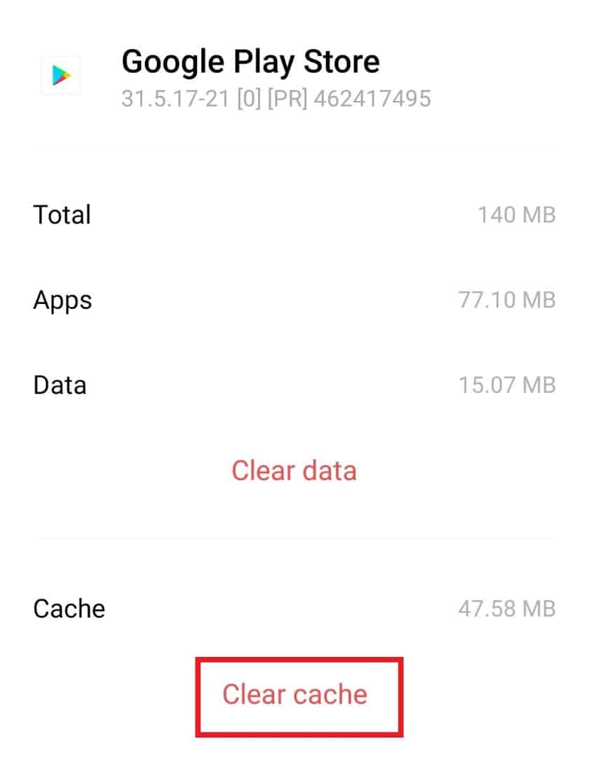 Select Clear cache