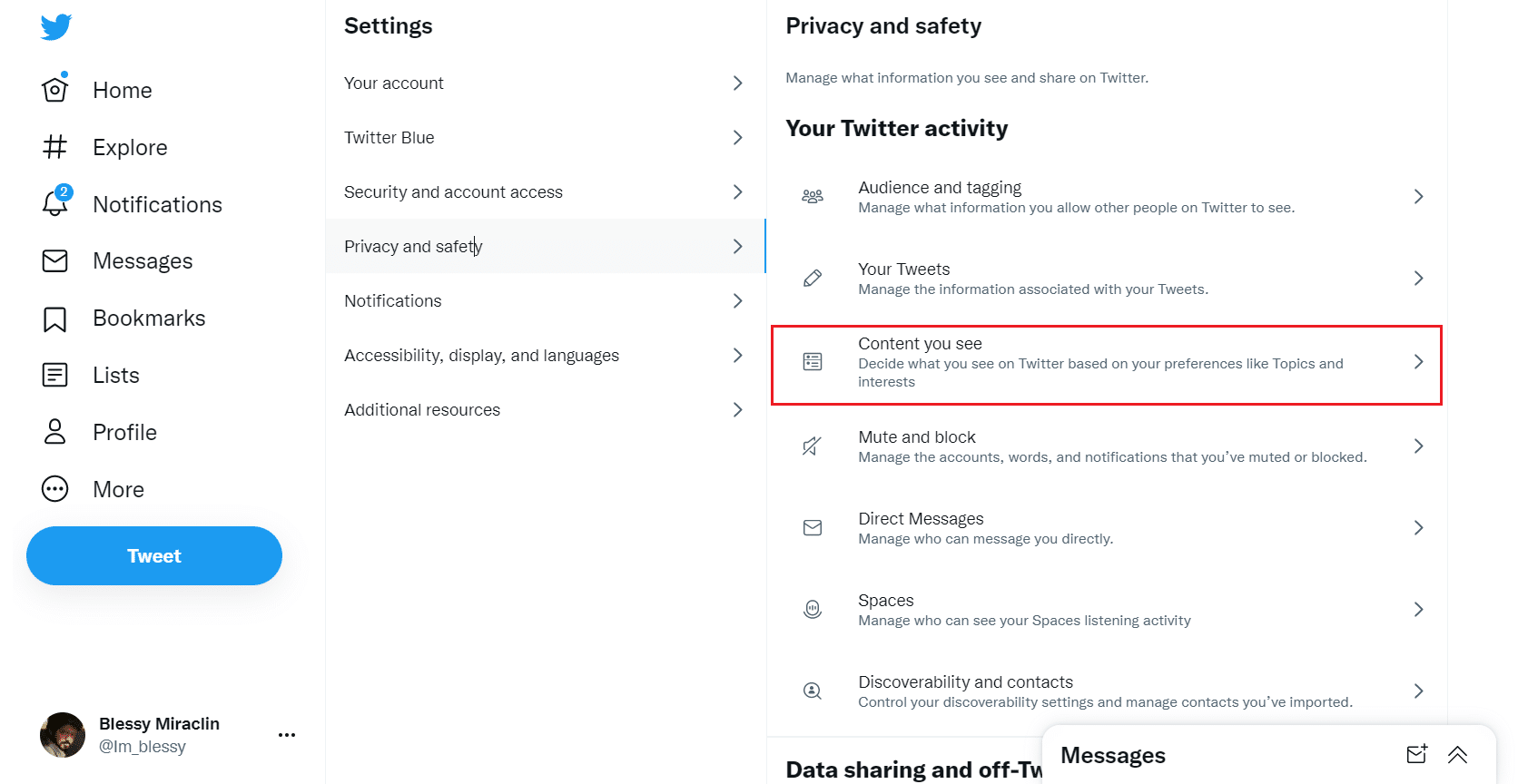 select contents you see option. How to Turn Off Sensitive Content on Twitter