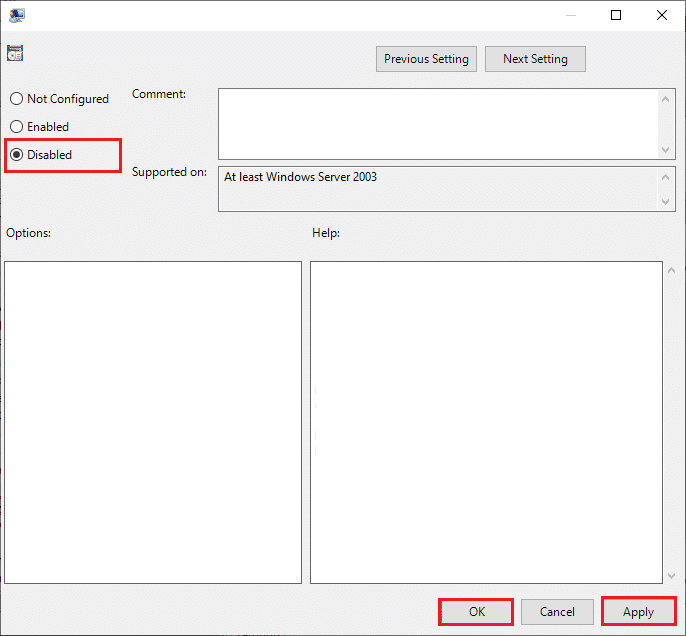 select disabled option in local group policy editor. how to enable regedit
