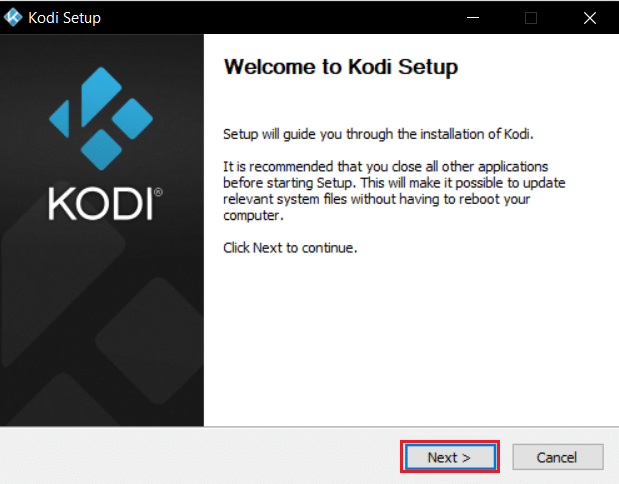 select next in kodi installer window