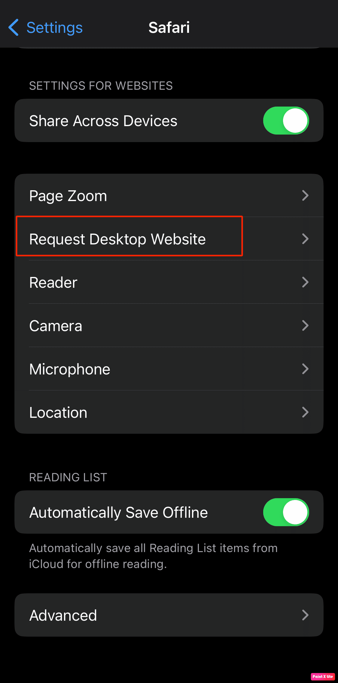 select request desktop website
