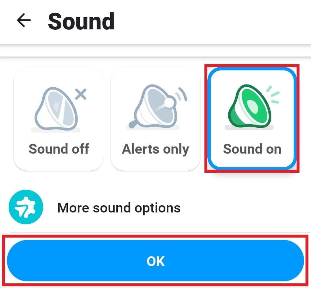 Select Sound on and tap on OK
