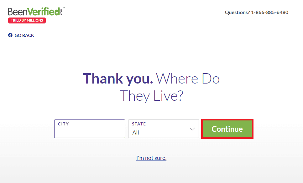 Select the city and state in the fields and click on the Continue button