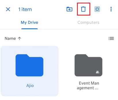 Select the files and tap on the trash icon
