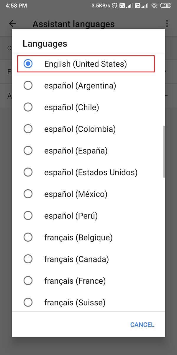 select the language | Fix Google Assistant Not Working on Android