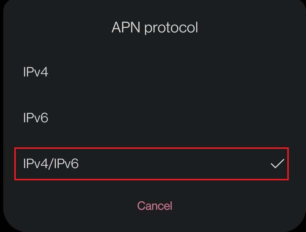 Select the option IPv4/IPv6.