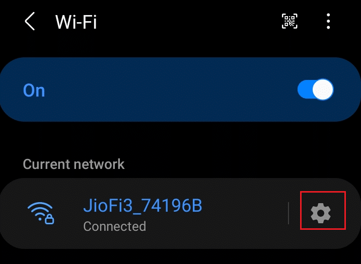 Select the Setting icon of the Wi-Fi network | fix Snapchat won’t load stories